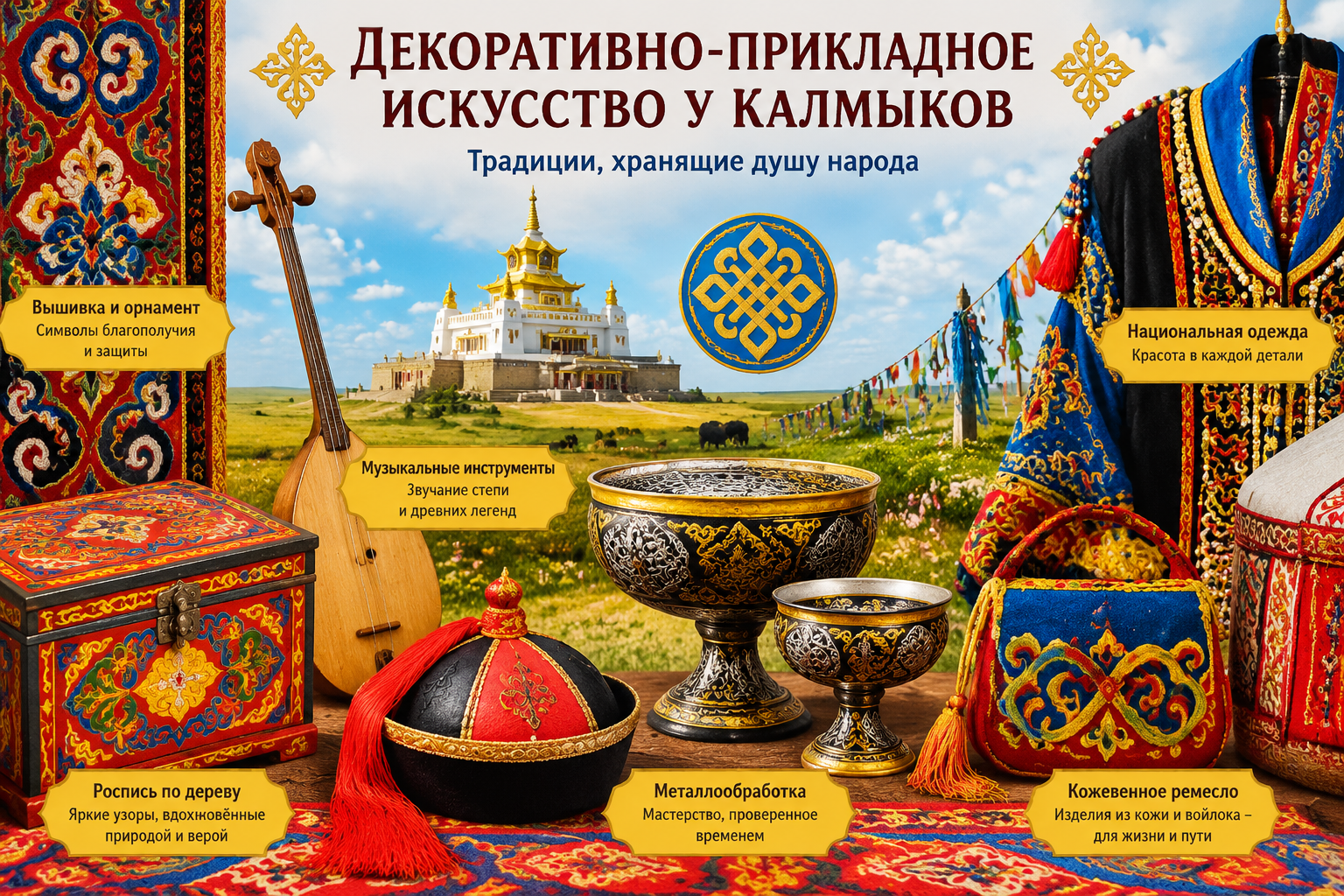 🎨 ДЕКОРАТИВНО-ПРИКЛАДНОЕ ИСКУССТВО КАЛМЫКОВ: КРАСОТА, РОЖДЕННАЯ В СТЕПИ