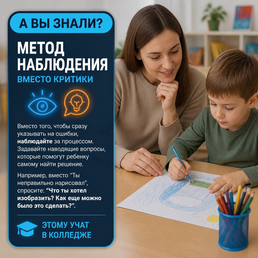 А ВЫ ЗНАЛИ? Метод наблюдения вместо критики: как помочь ребенку научиться самому!